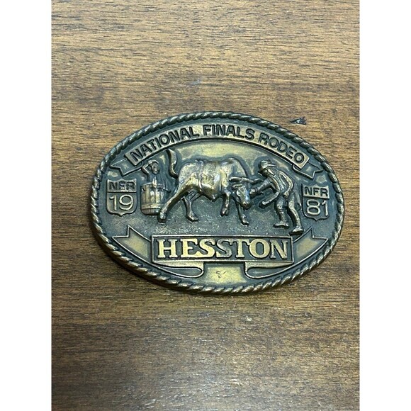 Other - Hesston 1981 National Finals Rodeo Belt Buckle -- Rodeo Clown Bullfighters